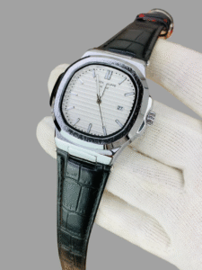 Patek Philippe Nautilus – Leather Strap White or Silver with Box