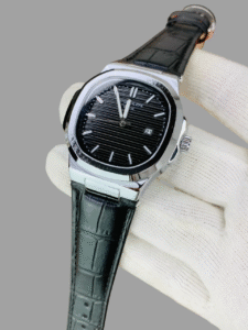 Patek Philippe Nautilus – Leather Strap Black or Silver with Box