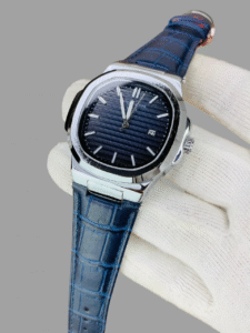 Patek Philippe Nautilus – Leather Strap Blue or Silver with Box