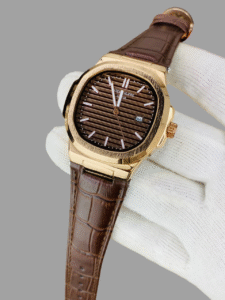 Patek Philippe Nautilus – Leather Strap Brown or Golden with Box