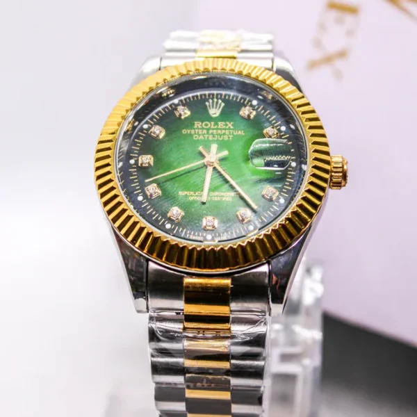 Rolex Date just diamond dial green